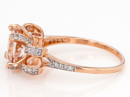 1.55ct Cor-De-Rosa Morganite™, .16ctw White &,.03ctw Two Peach Diamond Accent 10k Rose Gold Ring - Size 12