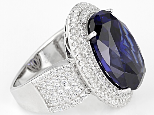 Bella Luce®24.80ctw Esotica™ Tanzanite And White Diamond Simulants Rhodium Over Sterling Silver Ring - Size 5