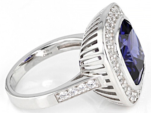 Bella Luce ® 12.96ctw Esotica™ Tanzanite And Diamond Simulant Rhodium Over Sterling Silver Ring - Size 7