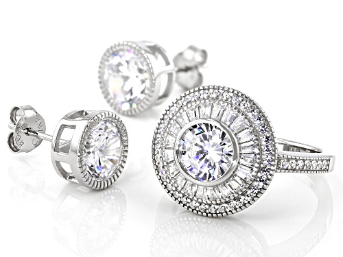 Bella Luce ® 6.50ctw Rhodium Over Sterling Silver Ring And Earring Set