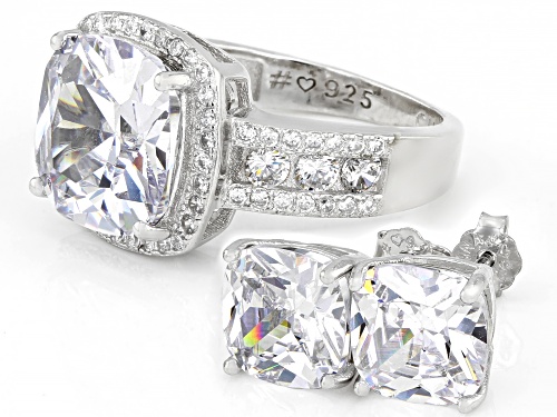 Bella Luce ® 15.56ctw Rhodium Over Sterling Silver Ring And Earring Set (9.65ctw DEW)