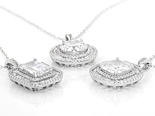 Bella Luce ® 17.45ctw Rhodium Over Sterling Silver Pendants With Chain- Set of 3