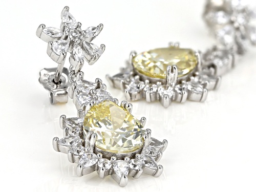 Bella Luce ® 8.80ctw Canary And White Diamond Simulants Rhodium Over Sterling Silver Earrings
