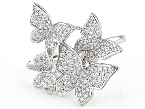 Bella Luce ® 1.46CTW White Diamond Simulant Rhodium Over Sterling Silver Butterfly Ring - Size 5