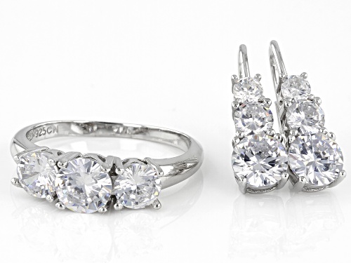 Bella Luce ® 6.50ctw Rhodium Over Sterling Silver Ring And Earrings Set