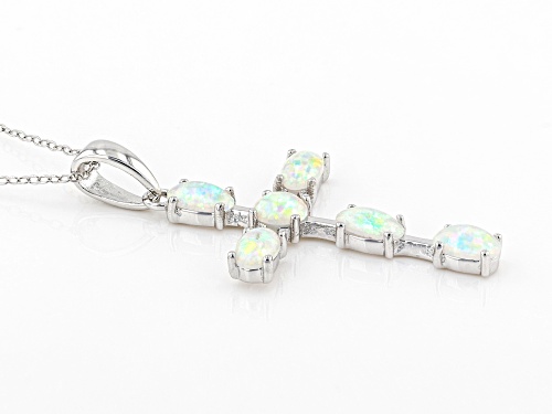 Bella Luce 0.86ctw Lab Created White Opal Rhodium Over Sterling Silver Cross Pendant With Chain