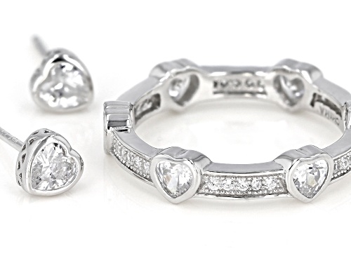 Bella Luce ® 2.75ctw Rhodium Over Sterling Silver Heart Ring And Stud Earrings Set (1.66ctw DEW)