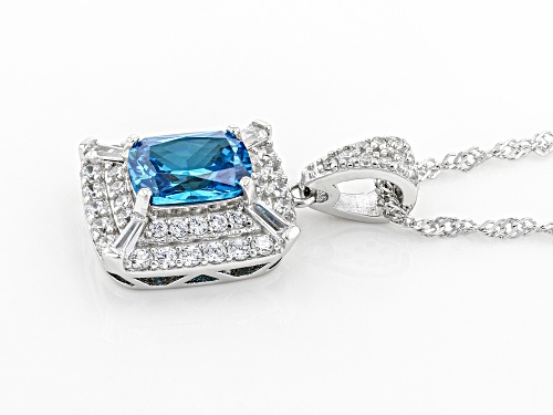 Bella Luce® Esotica™ Neon Apatite And White Diamond Simulants Rhodium Over Silver Pendant With Chain