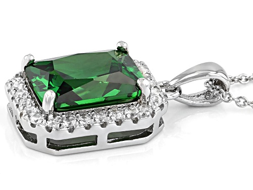 Bella Luce ® 5.08ctw Emerald Simulant And Lab White Sapphire Rhodium Over Silver Pendant With Chain