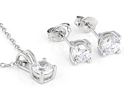 Bella Luce® 1.25ctw Rhodium Over Sterling Silver Earrings and Pendant With Chain Set