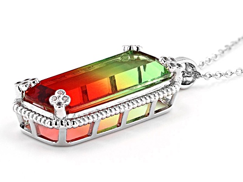 Bella Luce®Esotica™Party Color Tourmaline & Diamond Simulants Rhodium Over Silver Pendant W/Ch