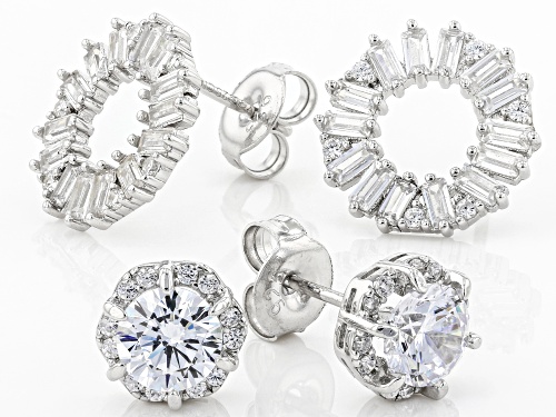 Bella Luce® 4.28ctw White Diamond Simulants Rhodium Over Sterling Earrings Set of 2 (2.59ctw DEW)