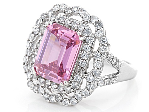 Bella Luce® 11.81ctw Pink and White Diamond Simulants Rhodium Over Silver Ring (7.15ctw DEW) - Size 12