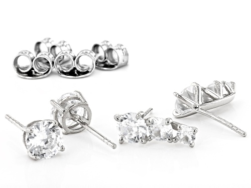 Bella Luce® 5.05ctw White Diamond Simulants Rhodium Over Silver Earrings Set of 2 (3.32ctw DEW)