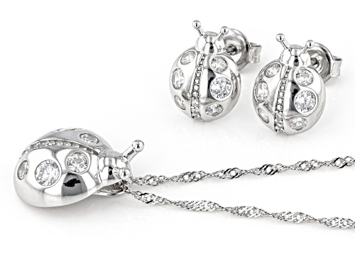 Bella Luce® 1.65ctw Rhodium Over Silver Pendant With Chain and Earrings Set (1.0ctw DEW)
