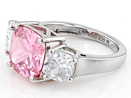 Bella Luce® 10.30ctw Pink And White Diamond Simulants Rhodium Over Silver Ring (6.24ctw DEW) - Size 8