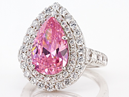Bella Luce® 9.59ctw Pink And White Diamond Simulants Rhodium Over Sterling Silver Ring (5.81ctw DEW) - Size 5