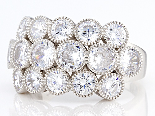 Bella Luce® 6.60ctw White Diamond Simulant Rhodium Over Sterling Silver Ring (4.0ctw DEW) - Size 5