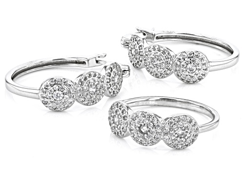 Bella Luce® 1.99ctw White Diamond Simulant Rhodium Over Sterling Silver Earrings and Ring Set