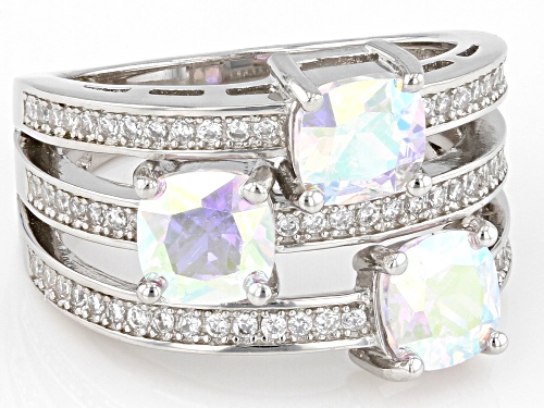 Bella Luce® 4.91ctw Aurora Borealis And White Diamond Simulants Rhodium Over Sterling Silver Ring - Size 7