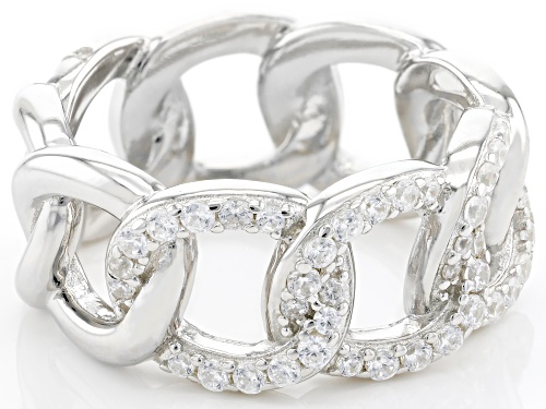 Bella Luce® 0.21ctw White Diamond Simulant Rhodium Over Sterling Silver Chain Link Ring - Size 6