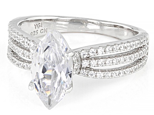 Bella Luce® 3.54ctw White Diamond Simulant Rhodium Over Sterling Silver Ring(2.14ctw DEW) - Size 8