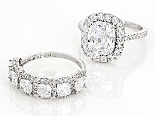 Bella Luce® 8.63ctw White Diamond Simulant Platinum Over Sterling Silver Ring Set (5.23ctw DEW) - Size 6