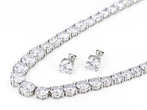 Bella Luce® 80.95ctw White Diamond Simulant Rhodium Over Silver Tennis Necklace Set(49ctw DEW)