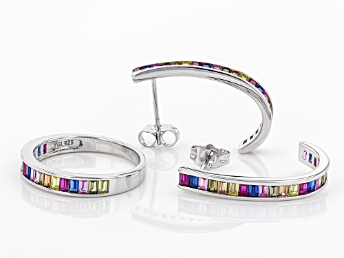 Bella Luce® 2.96ctw Multicolor Gemstone Simulants Rhodium Over Sterling Ring and Earrings