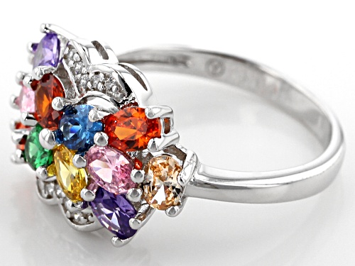 Bella Luce ® 3.09CTW Multicolor Gemstone Simulants Rhodium Over Sterling Silver Ring - Size 5