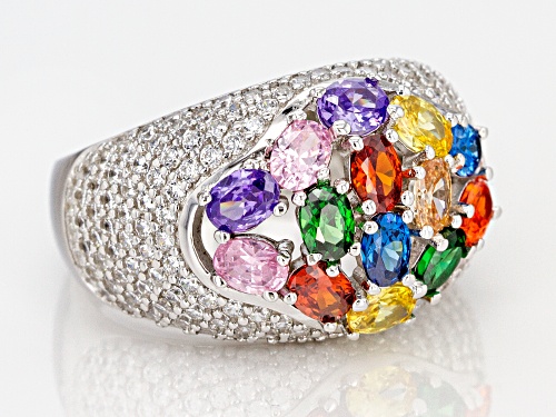 Bella Luce ® 6.92CTW Multicolor Gemstone Simulants Rhodium Over Sterling Silver Ring - Size 7