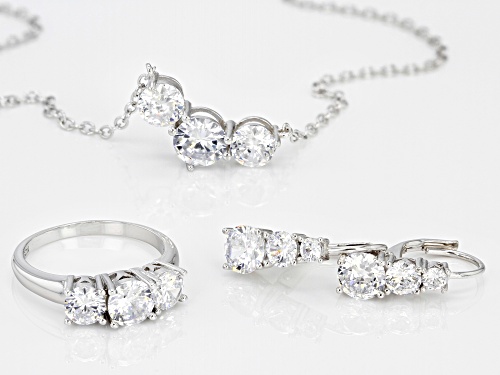 Bella Luce ® 12.25CTW White Diamond Simulant Rhodium Over Silver Ring, Earrings, & Necklace Set