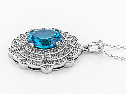 Bella Luce®9.93CTW Esotica™Neon Apatite & Diamond Simulants Rhodium Over Silver Pendant With Chain