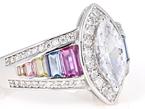 Bella Luce ® 2.96CTW Multicolor Gemstone Simulants Rhodium Over Sterling Silver Ring - Size 8