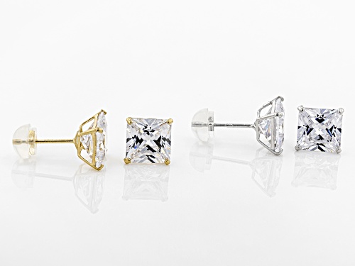 Bella Luce ® 12.66CTW White Diamond Simulant 14K Yellow & White Gold Earrings Set Of 2 (7.84CTW DEW)