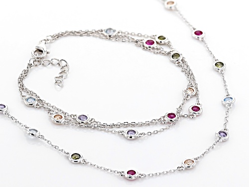 Bella Luce ® 8.20CTW Multicolor Gemstone Simulants Rhodium Over Silver Bracelet & Necklace Set