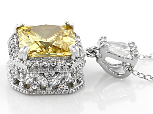 Bella Luce ® 8.12CTW Canary & White Diamond Simulants Rhodium Over Silver Pendant With Chain