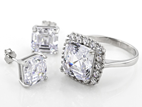 Bella Luce ® 20.03CTW White Diamond Simulant Rhodium Over Sterling Silver Ring And Earrings Set