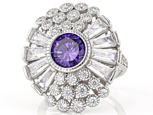 Bella Luce® 7.25ctw Amethyst And White Diamond Simulants Rhodium Over Sterling Silver Ring - Size 5