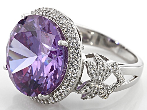 Bella Luce® 24.05ctw Lavender And White Diamond Simulants Rhodium Over Silver Ring(13.44ctw DEW) - Size 7