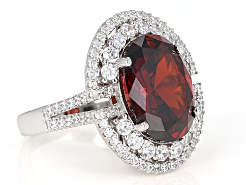Bella Luce ® 10.74ctw Garnet and Diamond Simulants Rhodium Over Sterling Silver Ring - Size 7