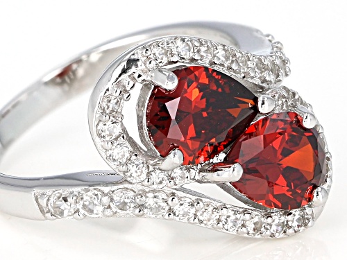 Bella Luce ® 3.80ctw Garnet And White Diamond Simulants Rhodium Over Sterling Silver Ring - Size 8