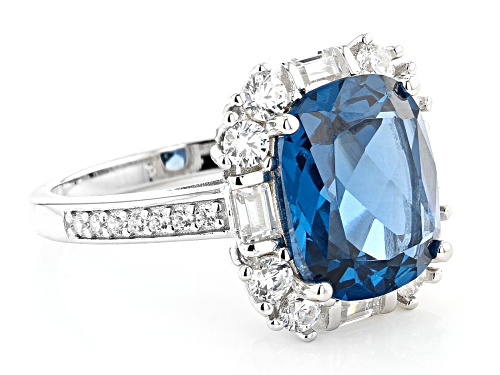 Bella Luce ® 5.50ctw London Blue Topaz And White Diamond Simulants Rhodium Over Silver Ring - Size 7