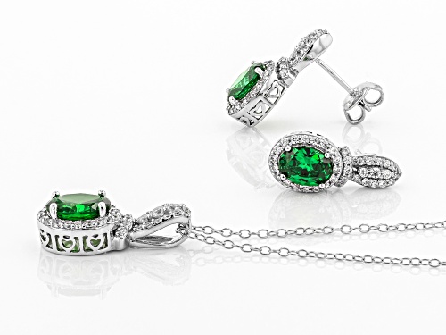 Bella Luce ® 3.89ctw Tsavorite Garnet And White Diamond Simulants Rhodium Over Silver Jewelry Set