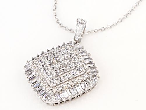 Bella Luce ® 4.47ctw White Diamond Simulant Rhodium Over Silver Pendant With Chain (2.71ctw DEW)