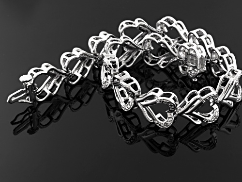Emulous™ .10ctw Diamond Rhodium Over Brass Heart Bracelet - Size 7.25