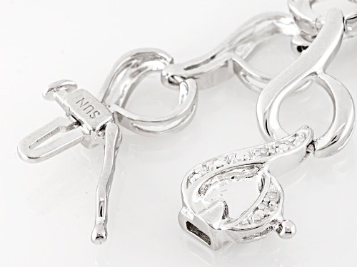 .10ctw Round White Diamond Rhodium Over Sterling Silver Bracelet - Size 7.25
