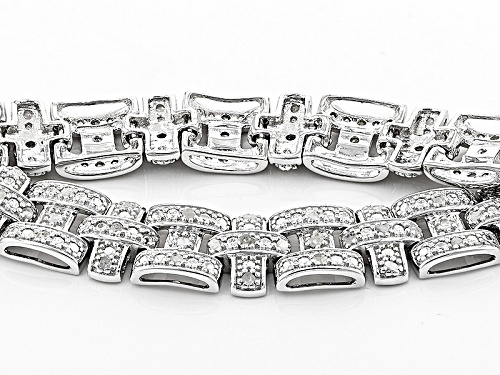 1.00ctw Round White Diamond Rhodium Over Sterling Silver Bracelet - Size 7.5