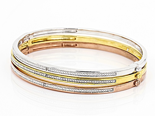 Emulous™ White Diamond Accent 14k Yellow Gold,Rose Gold & Rhodium Over Brass 3 Piece Bracelet Set - Size 7