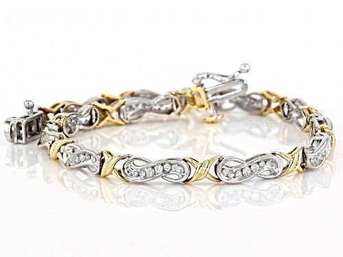 1.00ctw Round White Diamond 10K Two-Tone Gold Bracelet - Size 7.25